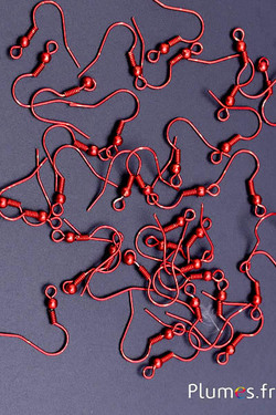 Supports pour boucles d'oreilles - long. 16 mm - rouge